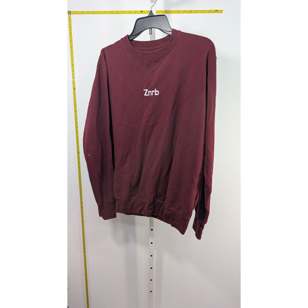Zanerobe Mens Crewneck Sweatshirt Burgundy Maroon Znrb Logo Pullover Size M